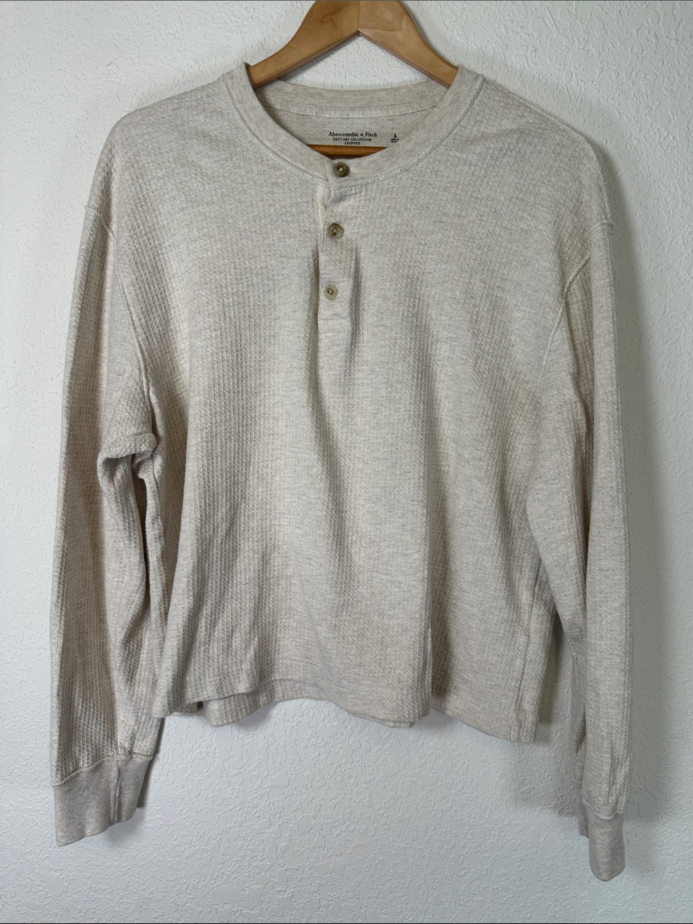 Abercrombie & Fitch Light Beige Waffle Henley Soft Collection